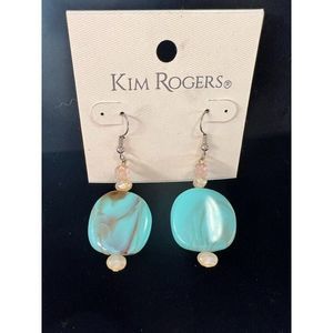 Kim Rogers Earrings Turquoise Silver Tone NEW Western Native Boho